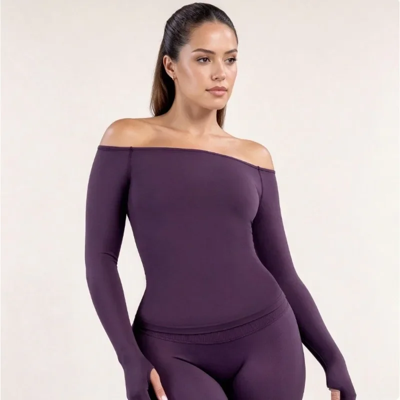 Womens Off Shoulder Long Sleev - Yoga Of Fitness ulasan dan harga